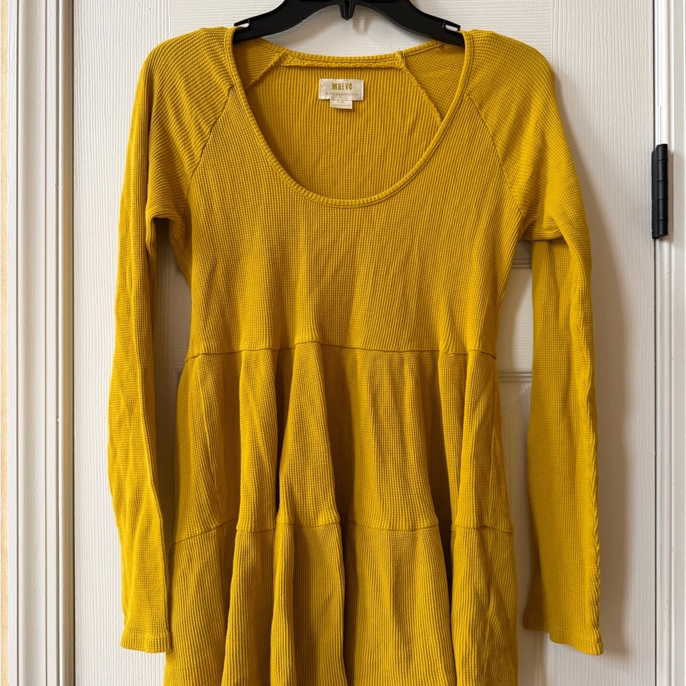 Maeve Mustard Yellow Long Sleeve Top Small Anthropologie